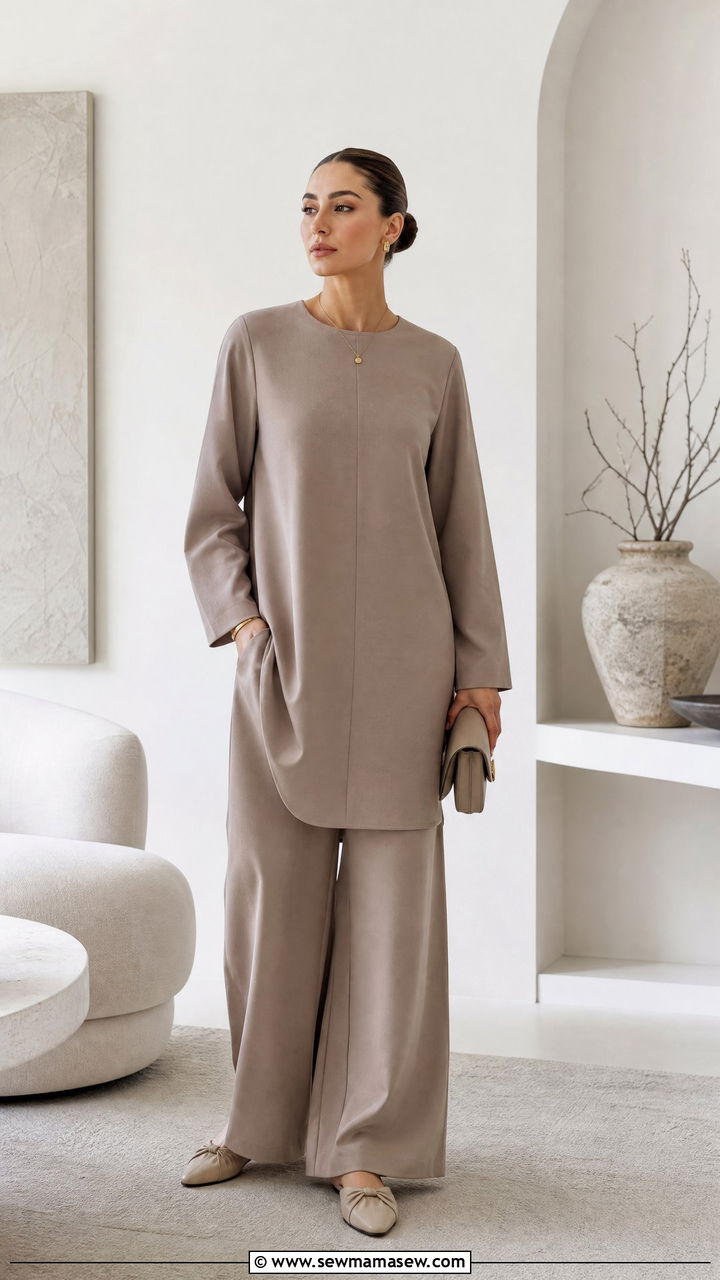 Monochrome Wide Leg Pants Co Ord Set - 30 Modest outfit ideas with wide leg pants