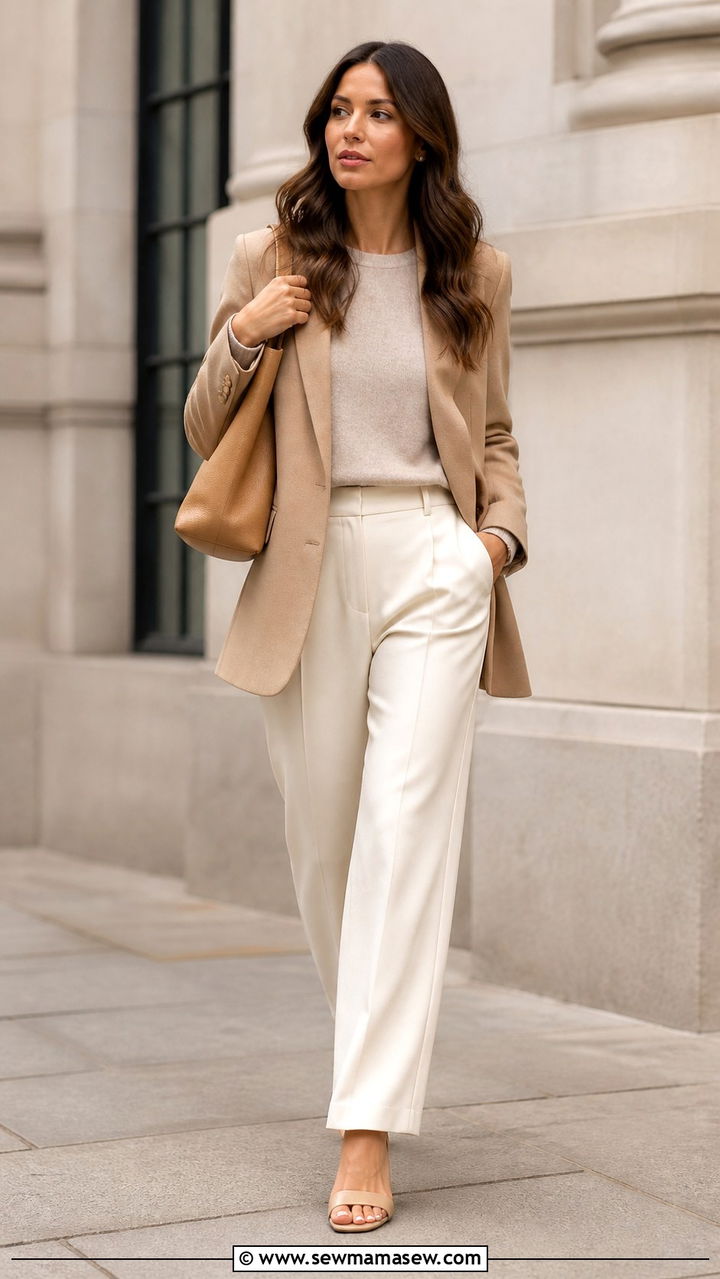 Monochrome beige outfit - 40 classy office outfits