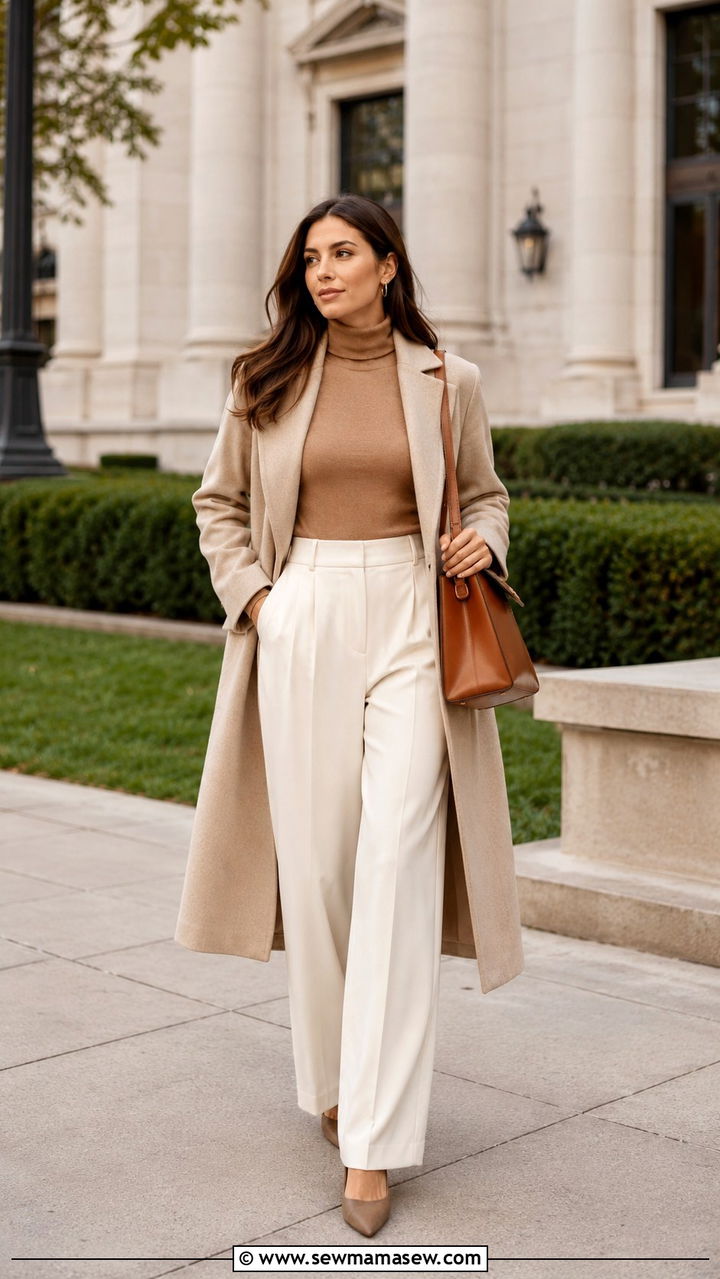 Monochrome beige outfit for law school - 30 Law school student outfit ideas