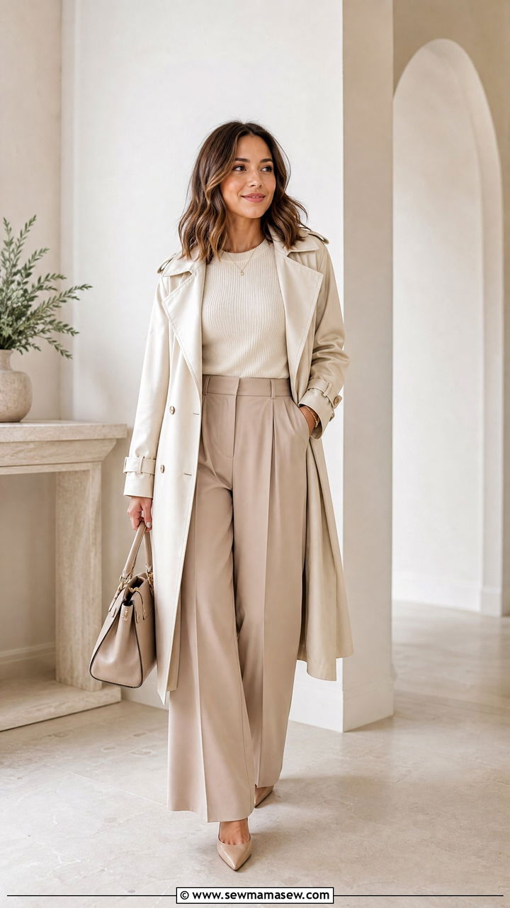 Monochrome beige outfit for short women - 30 classy outfits for short women