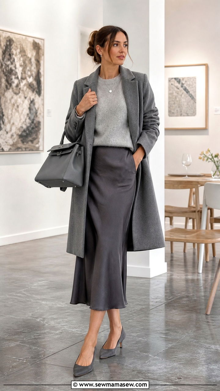 Monochrome grey outfit with tonal layers - 30 Quiet luxury outfit ideas for brunch
