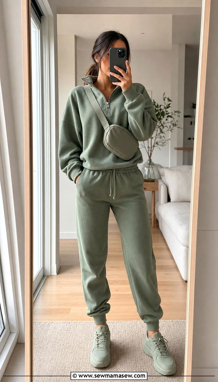 Monochrome hoodie and jogger set - 25 errands outfits 2026