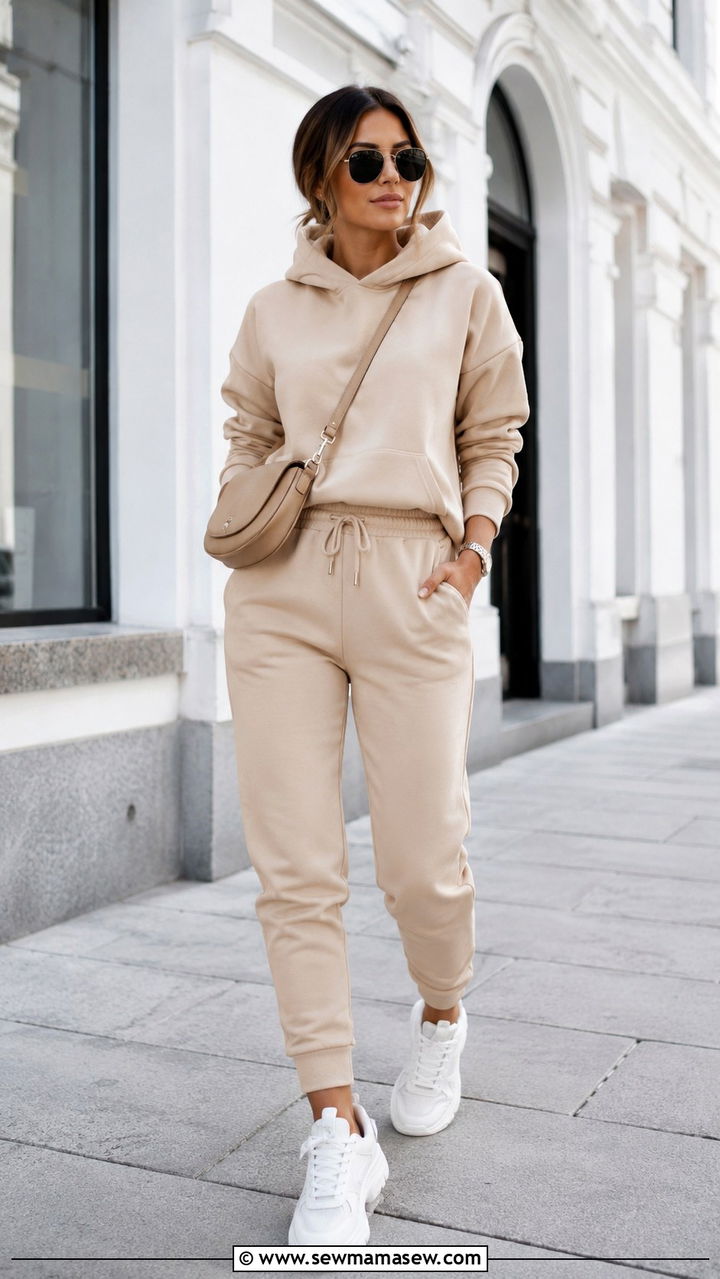 Monochrome hoodie and joggers set - 30 Hoodie and joggers outfit ideas
