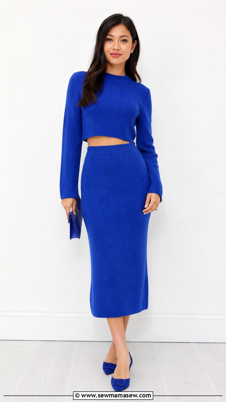 Monochrome knit set in a bright color - 30 Spring outfits for petite women