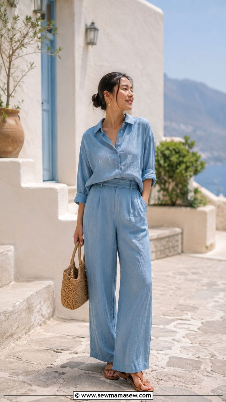 Monochrome linen set outfit petite - 30 Spring outfits for short women