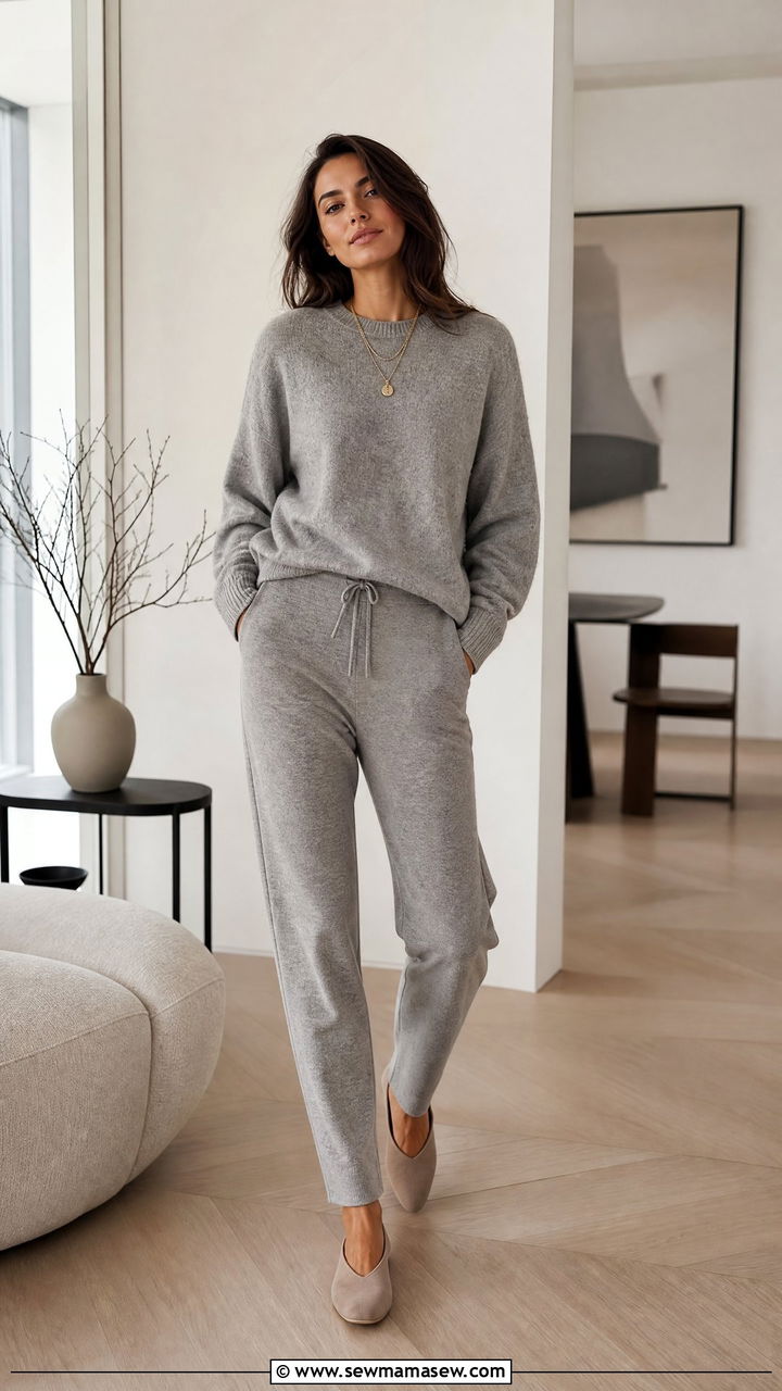 Monochrome loungewear outfit for work - 35 Loungewear outfit ideas for work from home