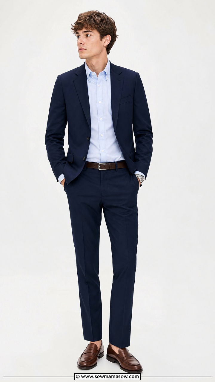 Monochrome navy blazer and tailored trousers outfit - 30 School uniform hacks outfit ideas