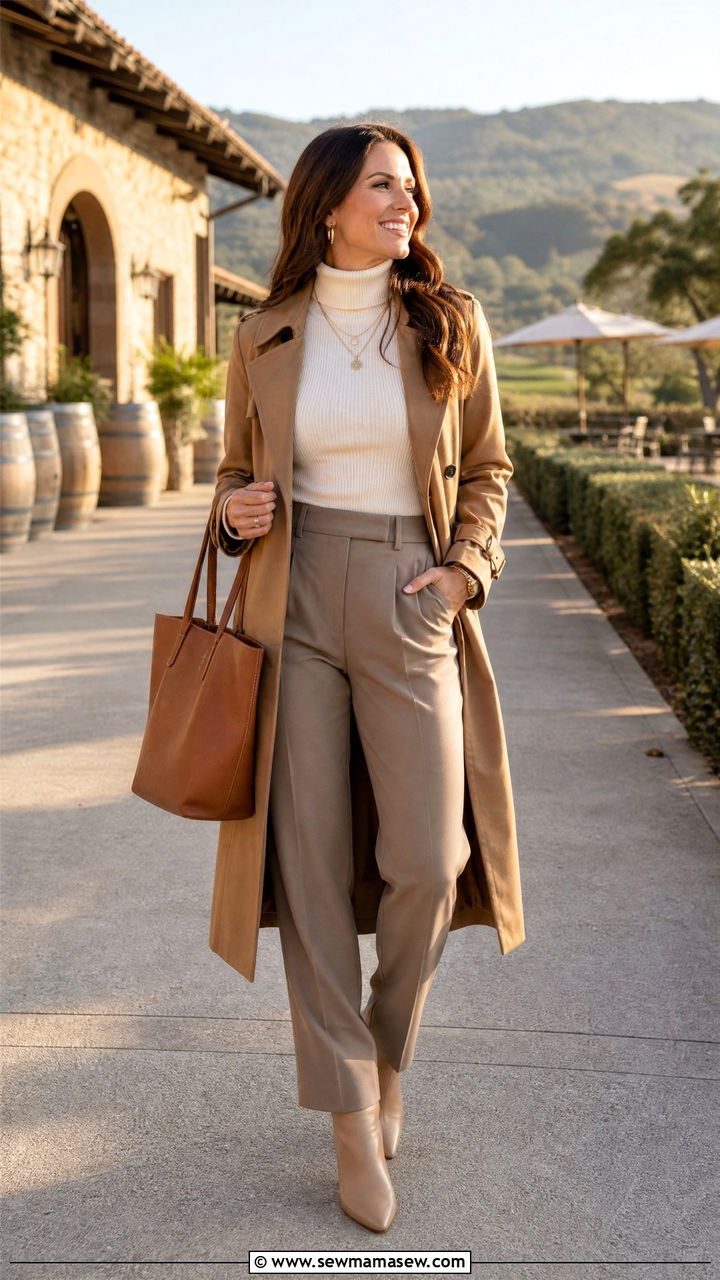 Monochrome neutral outfit for class reunion - 25 High school reunion outfit ideas
