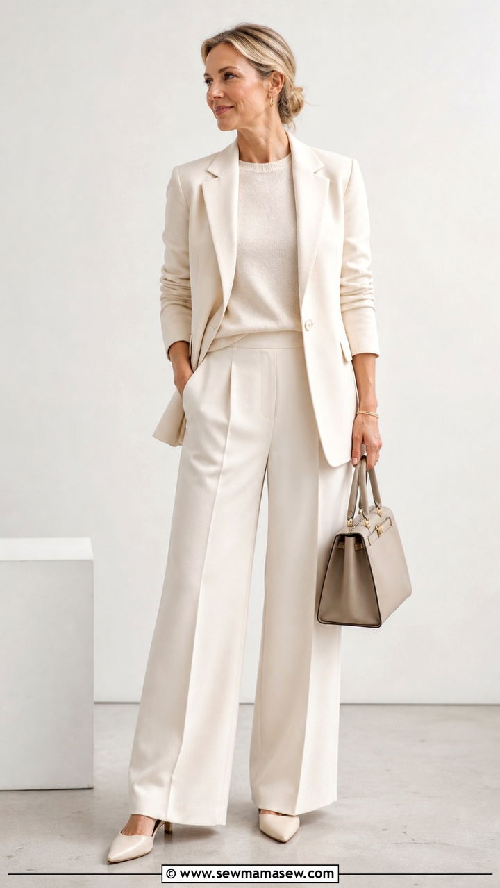 Monochrome neutral spring outfit - 40 spring outfit ideas for women over 40