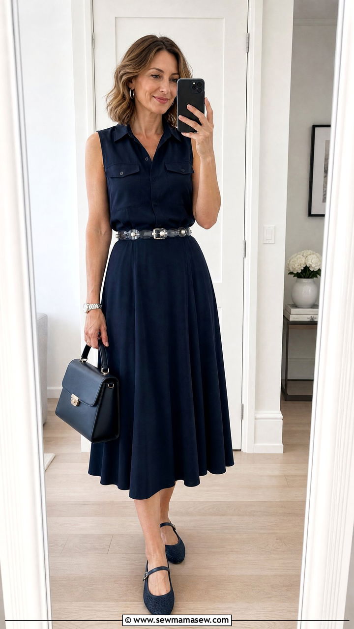 Monochrome outfit with midi skirt - 25 How to style a midi skirt over 40