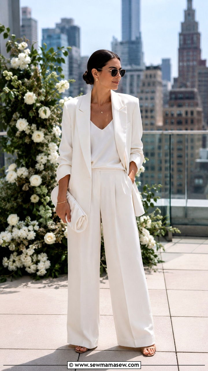 Monochrome oversized blazer all white outfit - 30 Oversized blazer outfit ideas for a wedding