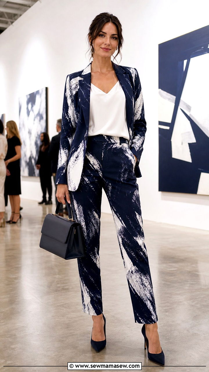 Monochrome printed matching set outfit - 40 Monochromatic outfit ideas