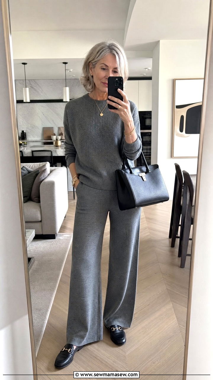 Monochrome set with loafers - 30 Elevated casual outfit ideas for women over 50