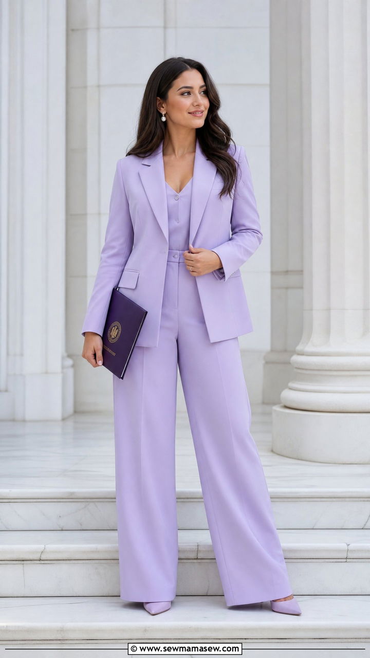 Monochrome suit in pastel - 35 graduation outfit ideas for women