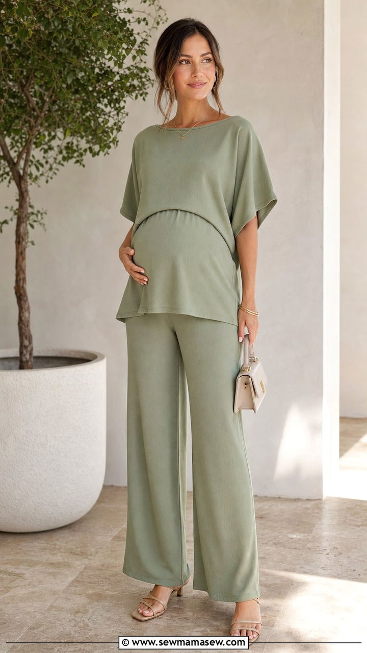 Monochrome two piece maternity set - 25 Spring outfit ideas for pregnant women