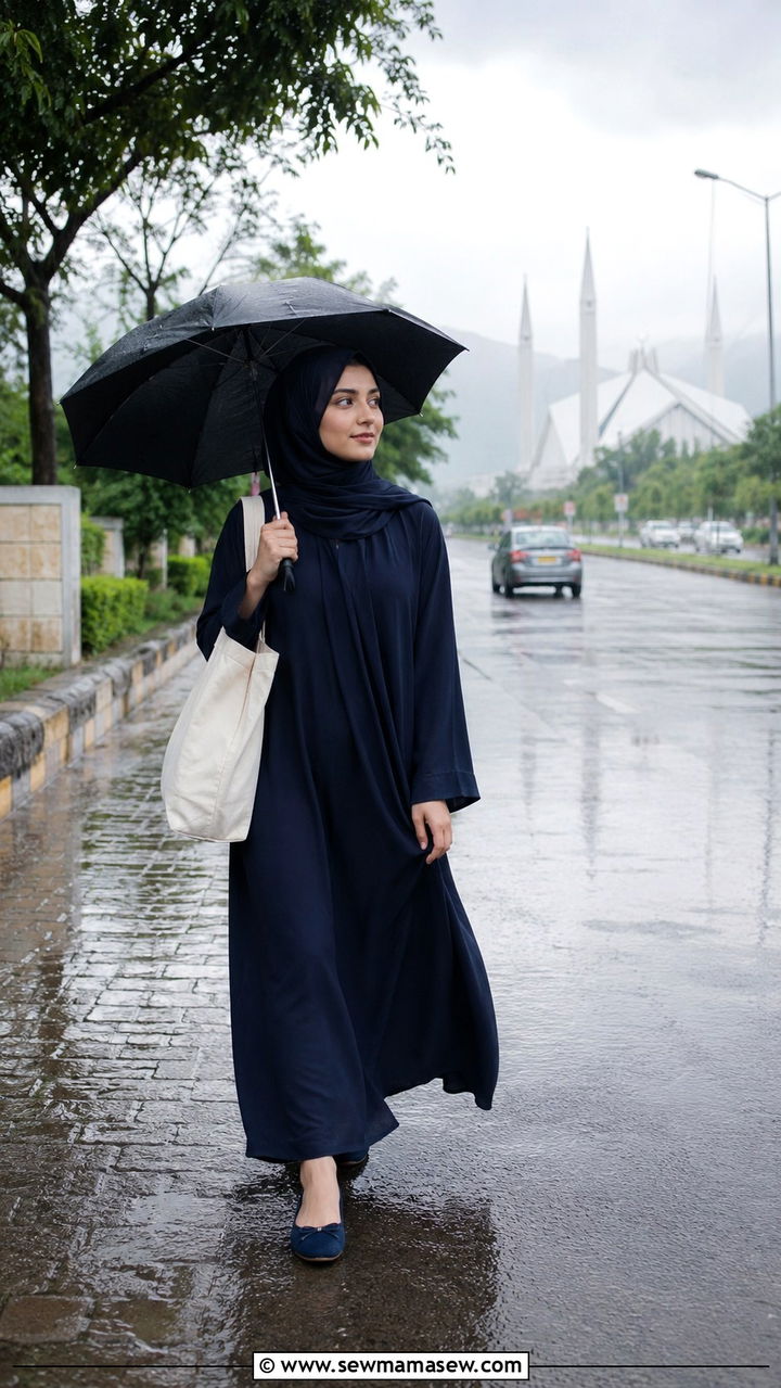 Monsoon Abaya With Waterproof Flats - 30 Islamabad outfit ideas