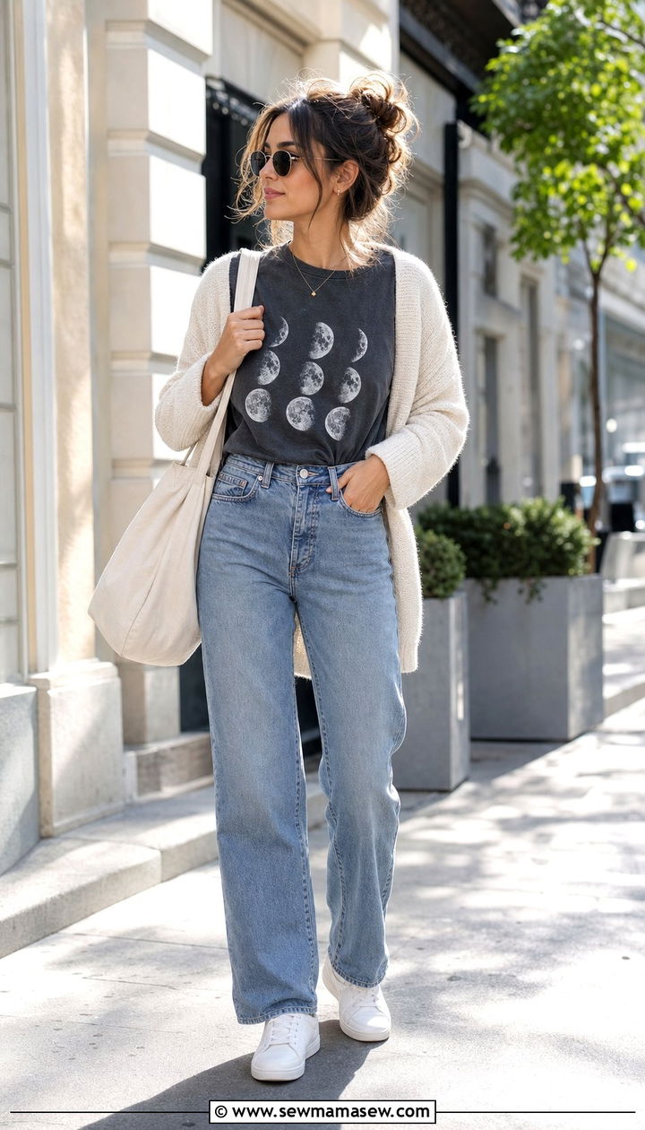 Moon And Star Graphic Tee Outfit - 25 cute celestial outfits