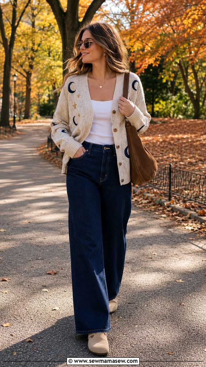 Moon and Star Cardigan Outfit - 30 celestial outfits to copy
