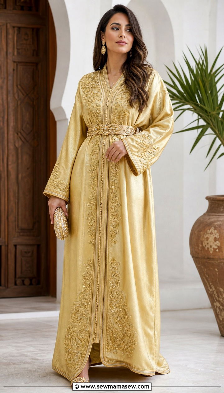 Moroccan Caftan Outfit With Embroidery - 25 Eid outfit ideas Moroccan