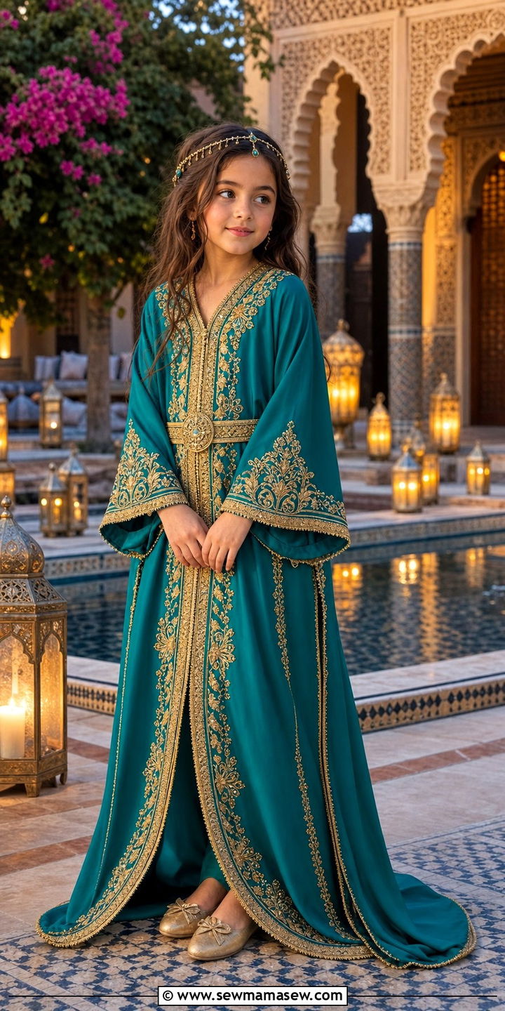 Moroccan kaftan dress for Eid girls - 25 Eid outfit ideas for little girls