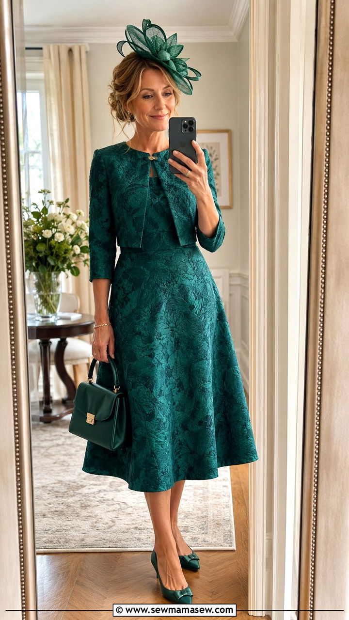 Mother of the Bride Tea Length Dress with Jacket - 20 Modest outfit ideas for mother of the bride