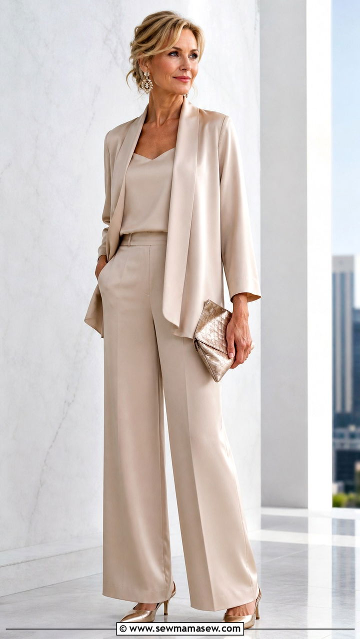 Mother of the Bride Two Piece Pantsuit - 20 Modest outfit ideas for mother of the bride
