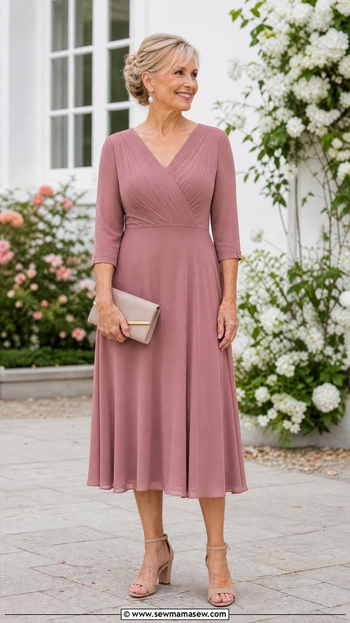 Mother of the groom A line midi dress - 25 Wedding guest outfit ideas for mom of the groom