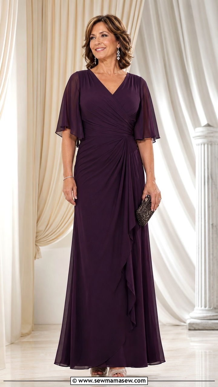 Mother of the groom ruched waist gown - 25 Wedding guest outfit ideas for mom of the groom