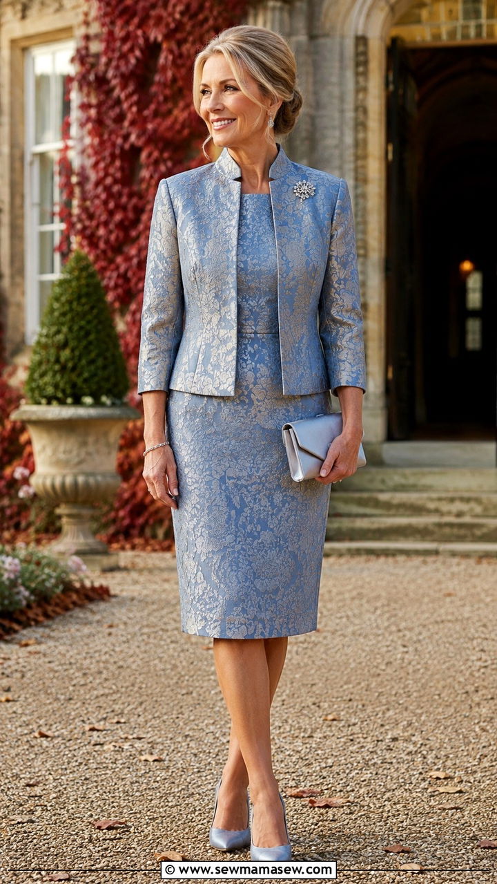 Mother of the groom two piece jacket dress set - 25 Wedding guest outfit ideas for mom of the groom