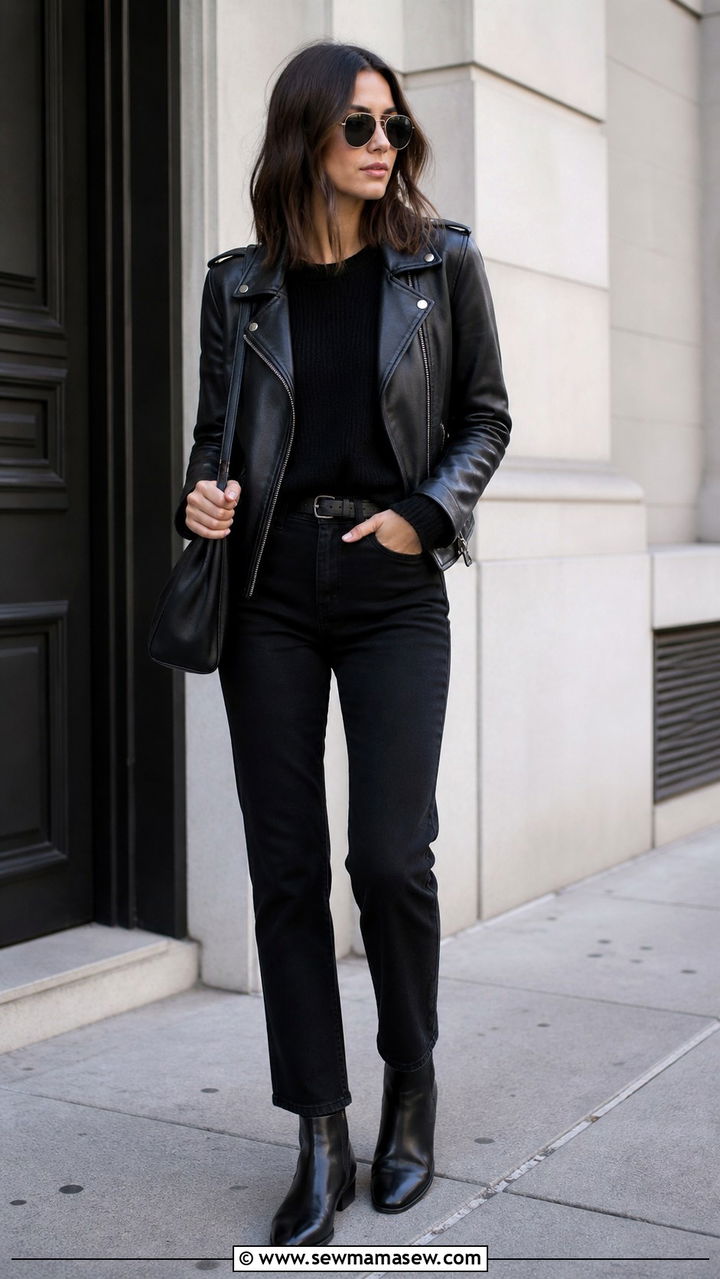 Moto Jacket With All Black Everything - 40 Moto jacket outfit ideas