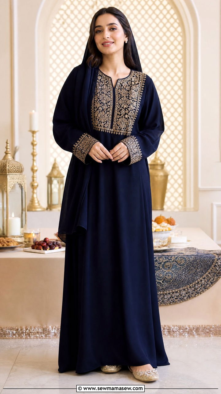 Mukhawar with embroidered details - 25 Iftar outfit ideas
