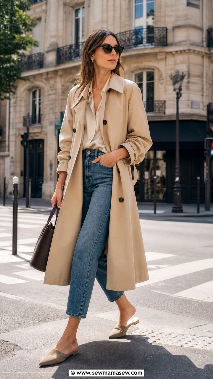 Mules with trench coat outfit - 40 Mules outfit ideas