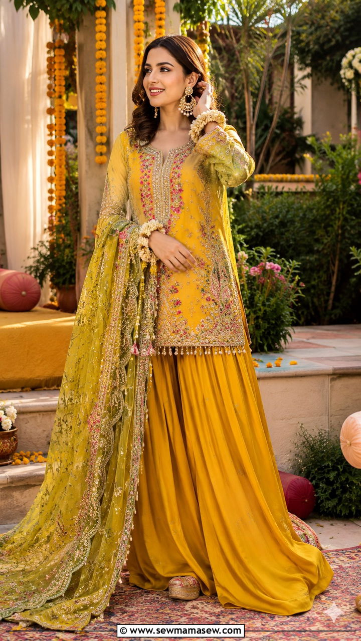 Multani Embroidered Kurta with Cigarette Pants - 25 Multan outfit ideas