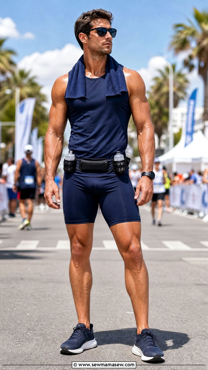 Muscle Tank and Compression Shorts with Hydration Belt - 20 5K outfit ideas