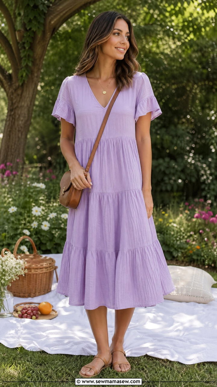 Muslin Cotton Dress And Flat Sandals - 35 European summer outfits