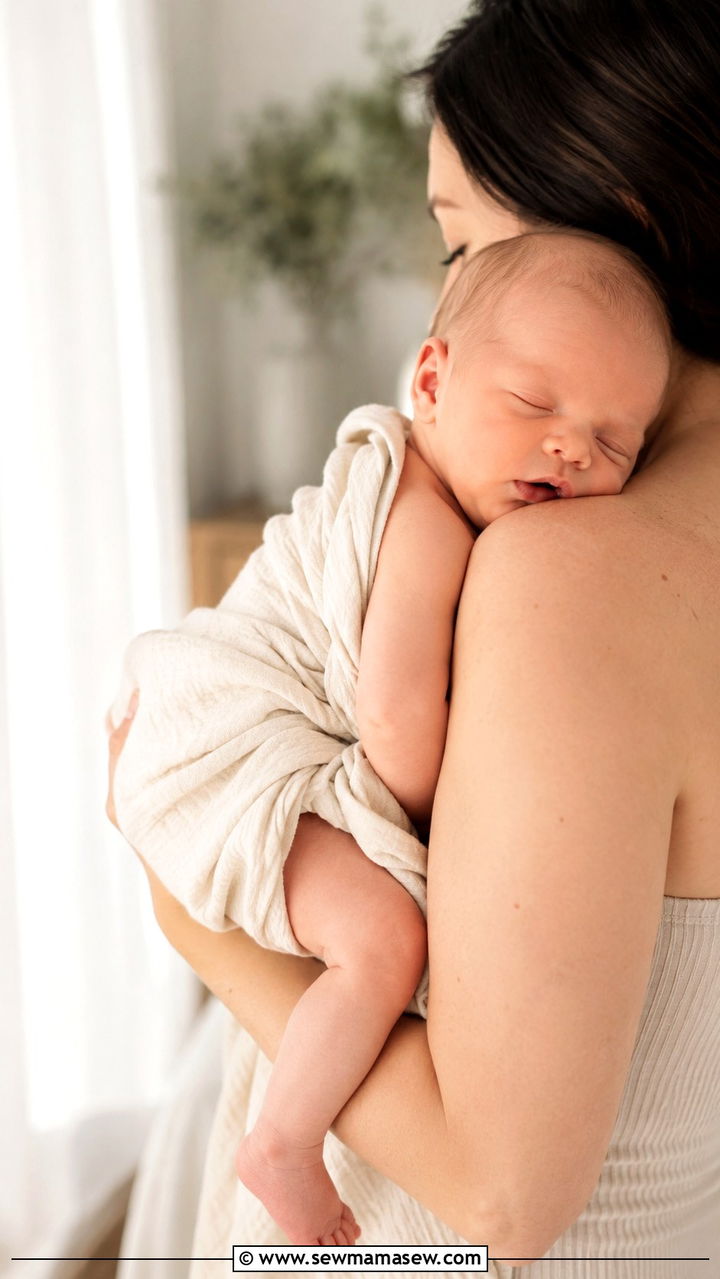 Muslin swaddle only newborn photo outfit - 20 Newborn lifestyle photo outfit ideas