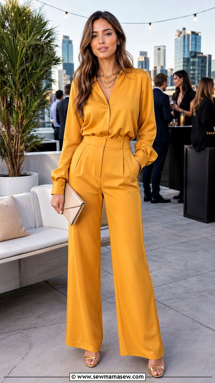 Mustard Monochrome Look With Gold Accessories - 40 All mustard outfit ideas