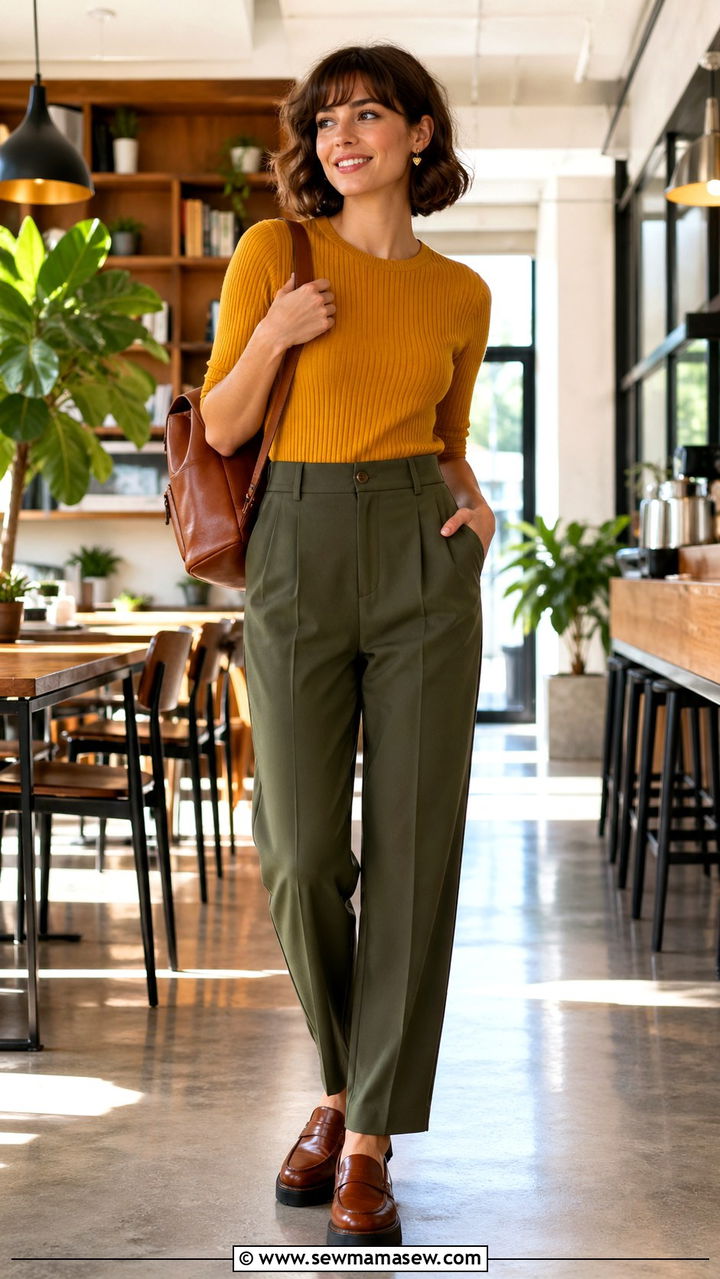 Mustard Top With Green Pants - 40 All mustard outfit ideas