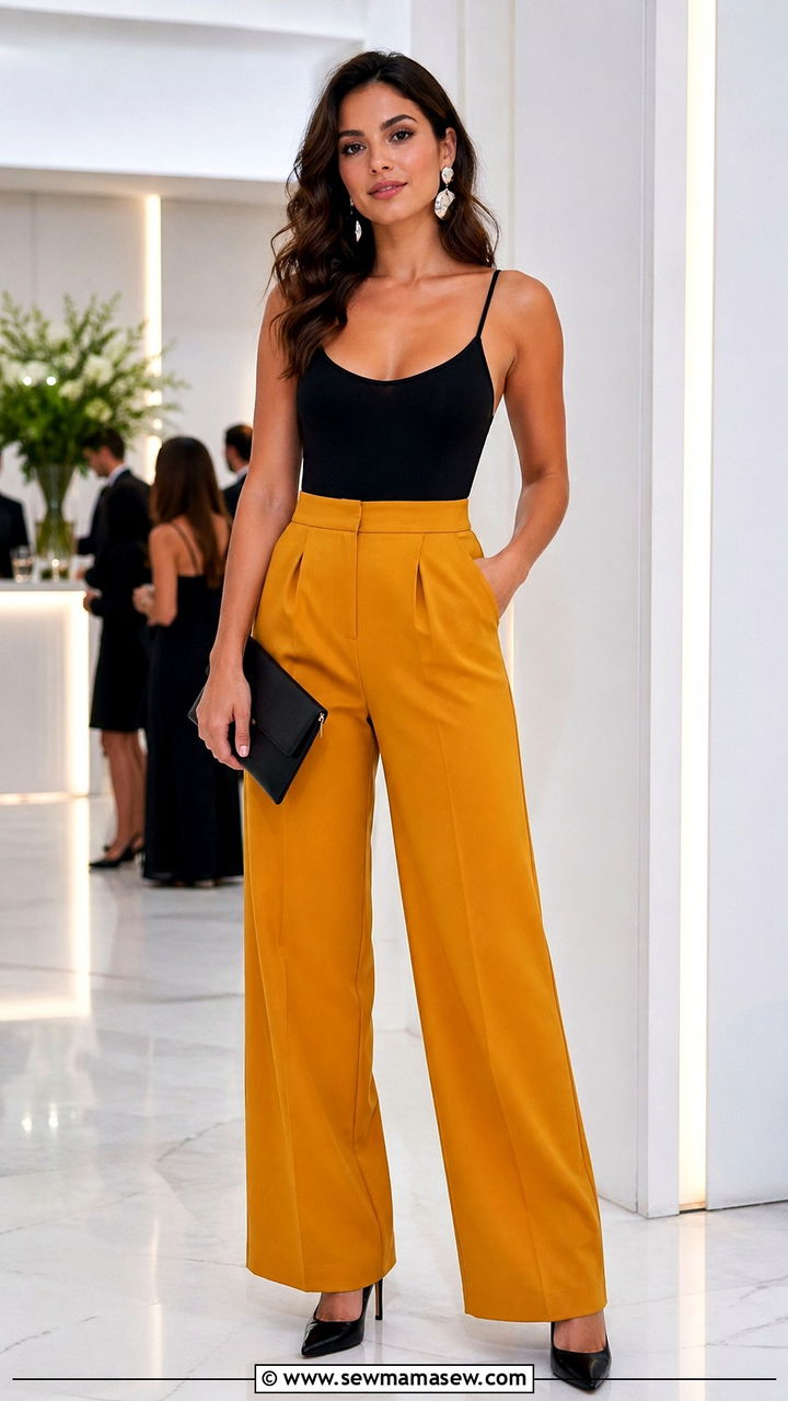Mustard Trousers With Black Bodysuit - 40 All mustard outfit ideas