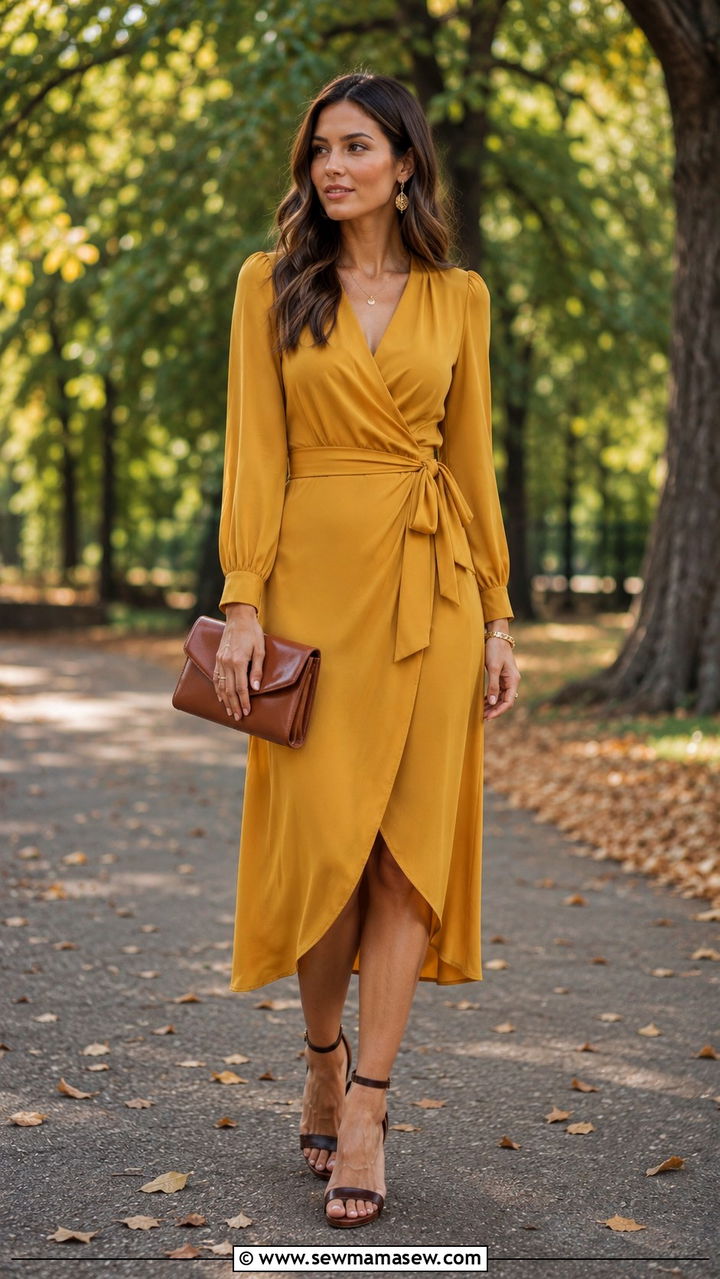 Mustard Yellow Wrap Dress Wedding Guest - 20 Yellow dress outfit ideas for wedding guest