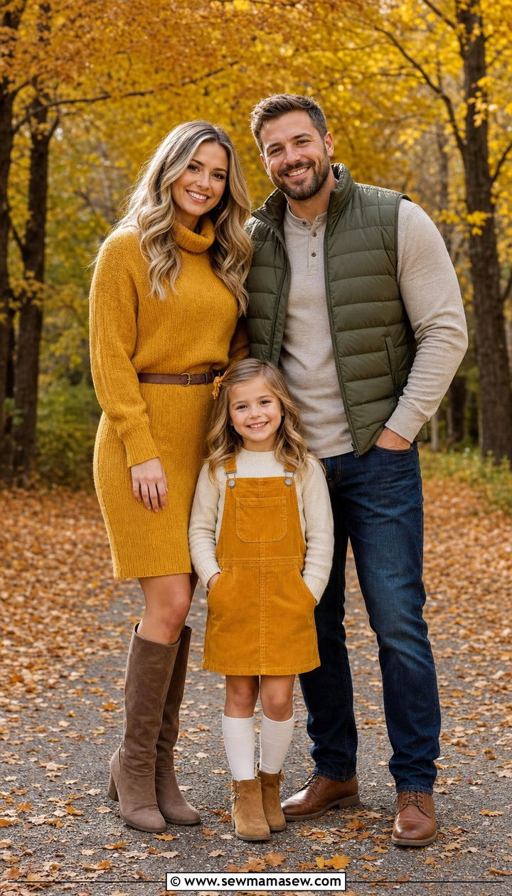 Mustard Yellow and Olive Fall Family Outfit - 25 cute family photo outfits