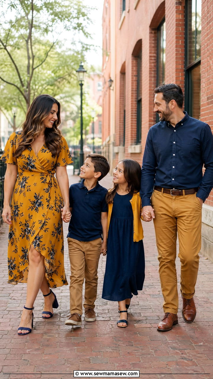 Mustard and Navy Family Photo Outfits - 35 family photo outfits
