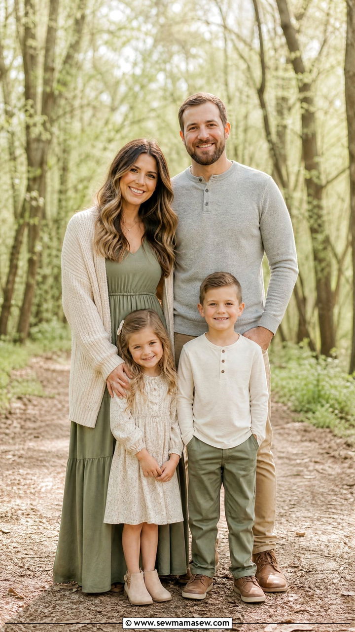 Muted Green and Soft Neutral Outdoor Style - 25 Family spring photo outfit ideas