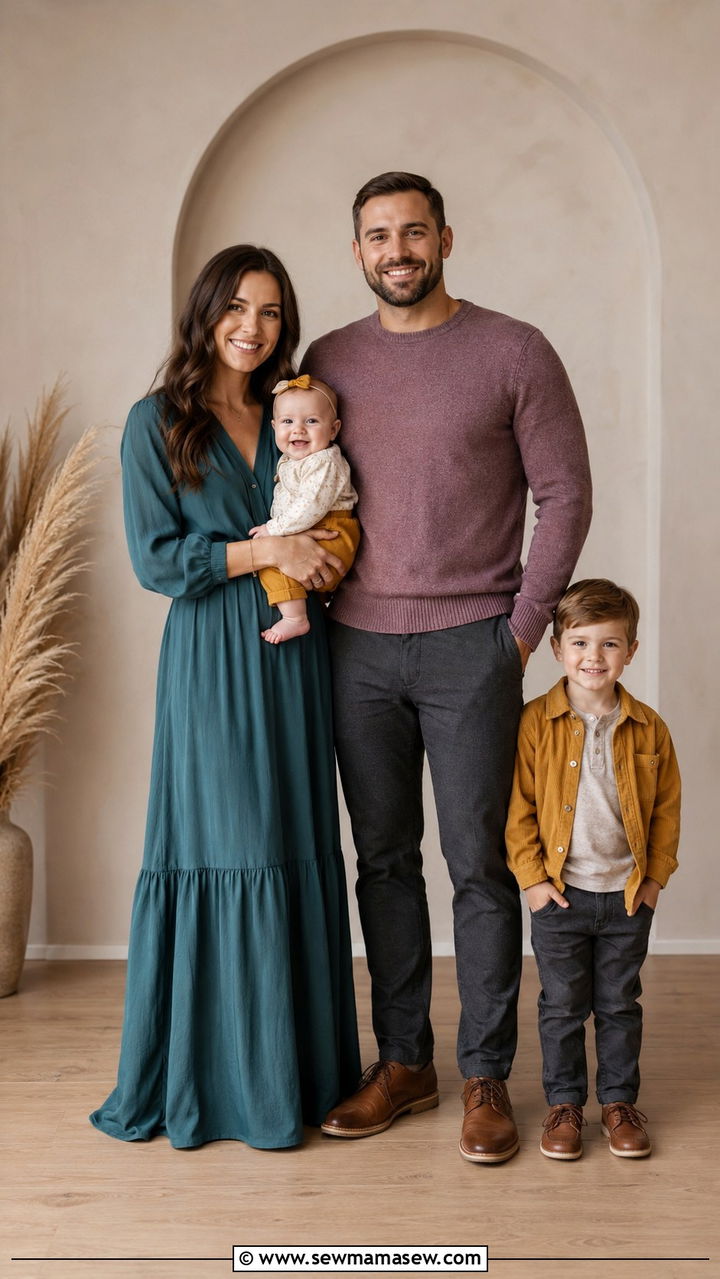 Muted Jewel Tone Family Photo Outfits - 30 casual family photo outfits