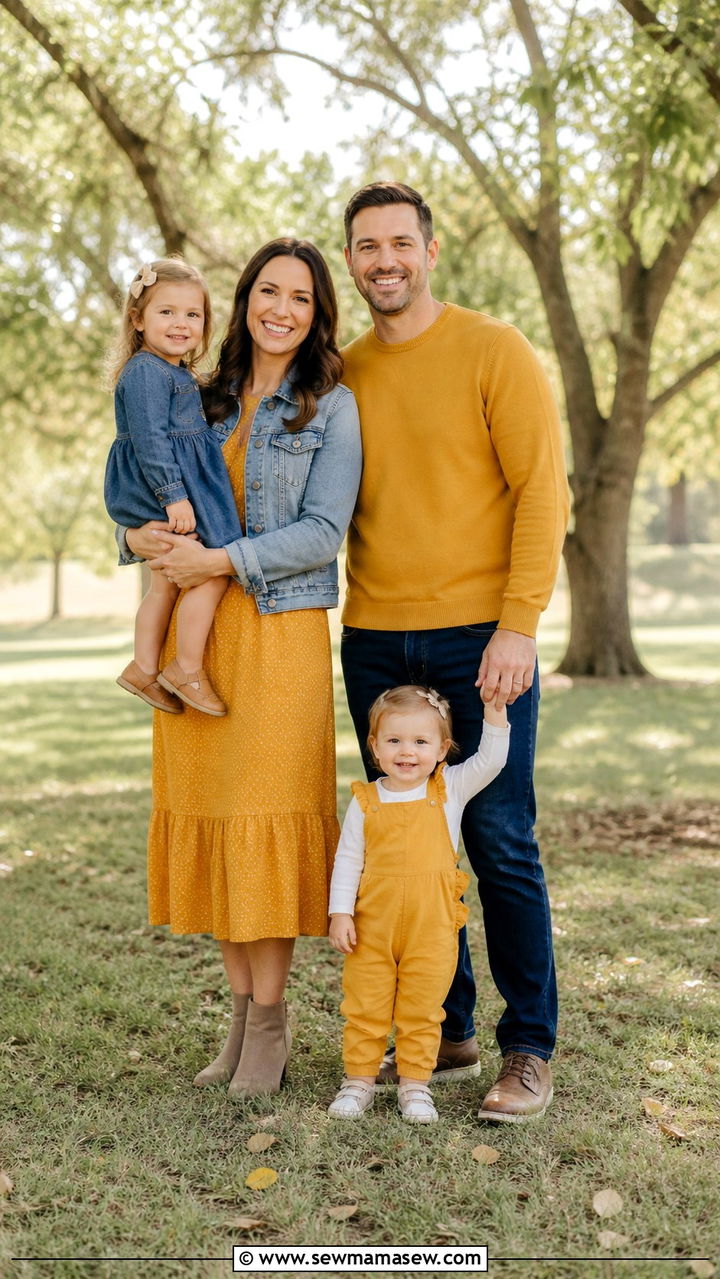 Muted Mustard and Denim - 40 Spring family photo outfits
