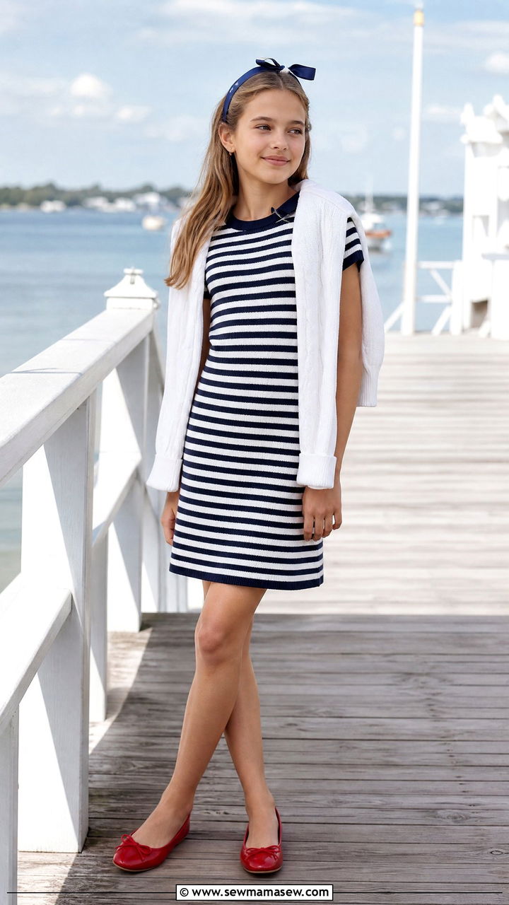 Nautical Stripe Dress Preppy Tween Outfit - 30 Tween outfit ideas preppy