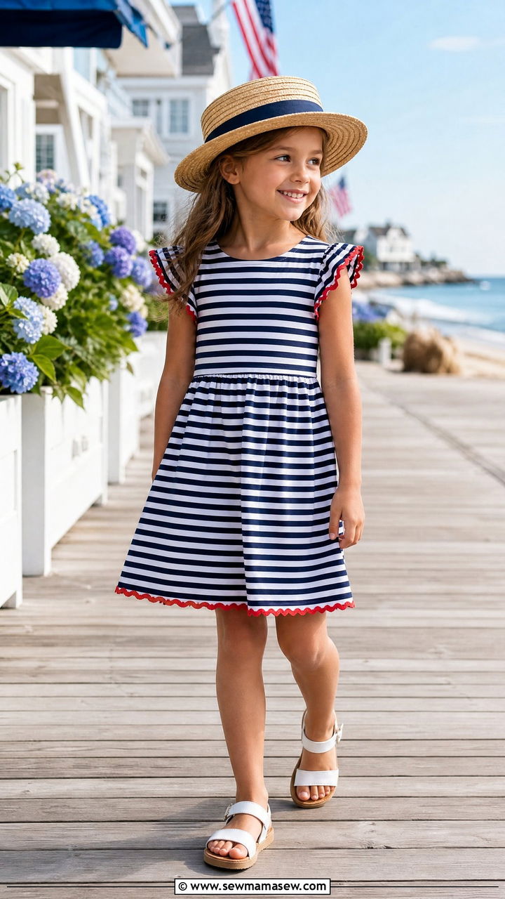 Nautical Stripe Dress - 30 Summer outfits for kids
