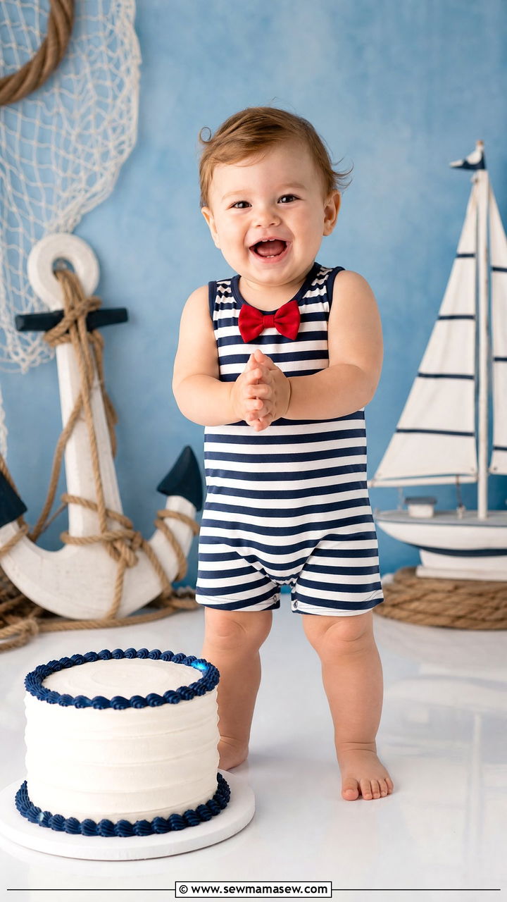 Nautical Stripe Romper Cake Smash Outfit - 25 Cake smash outfit ideas