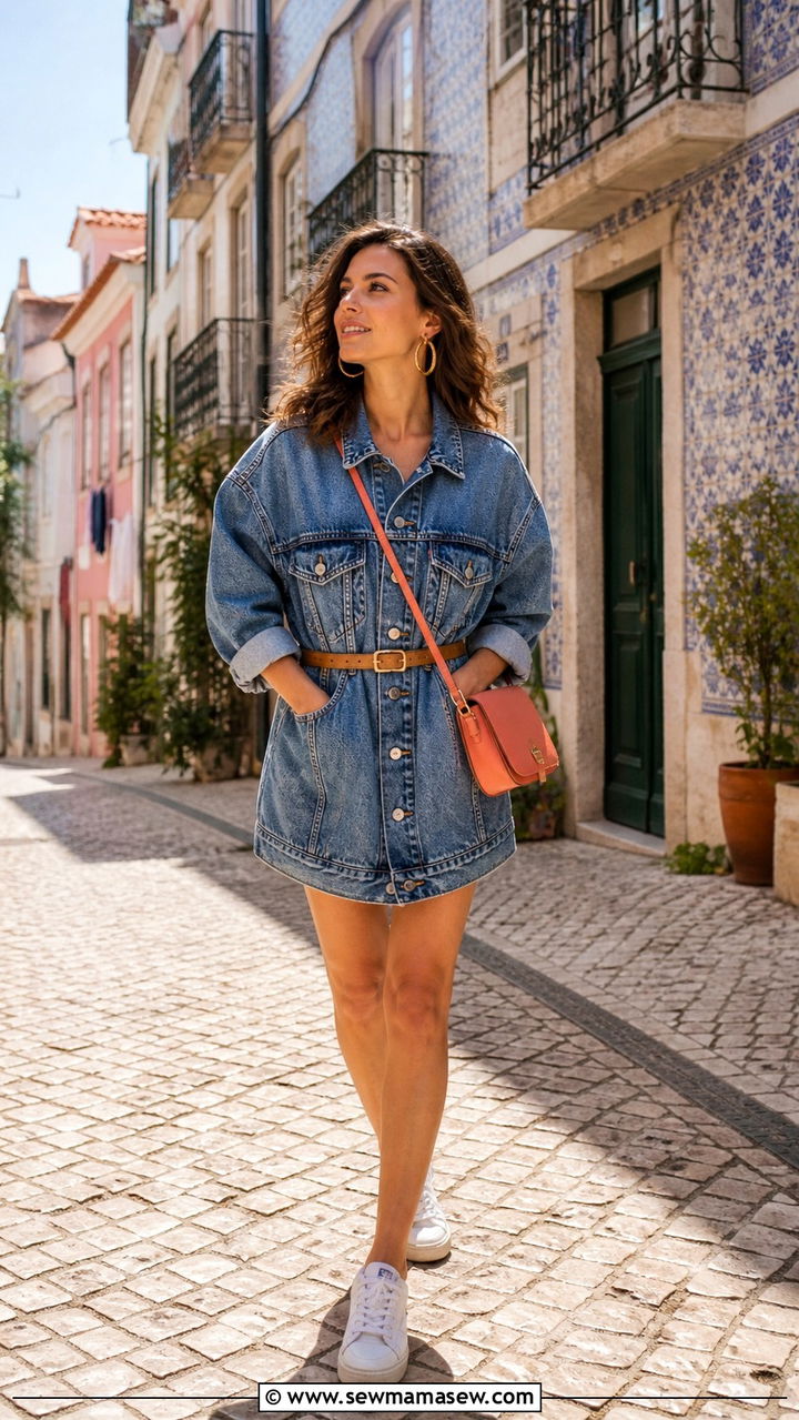 Nautical stripe dress and red espadrilles Lisbon coastal outfit - 40 Lisbon outfit ideas