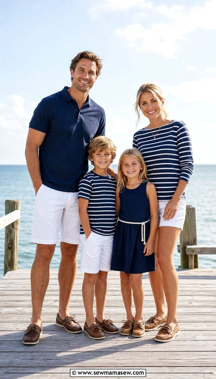 Navy And White Coastal Family Photo Outfit - 25 Family photo outfit ideas matching